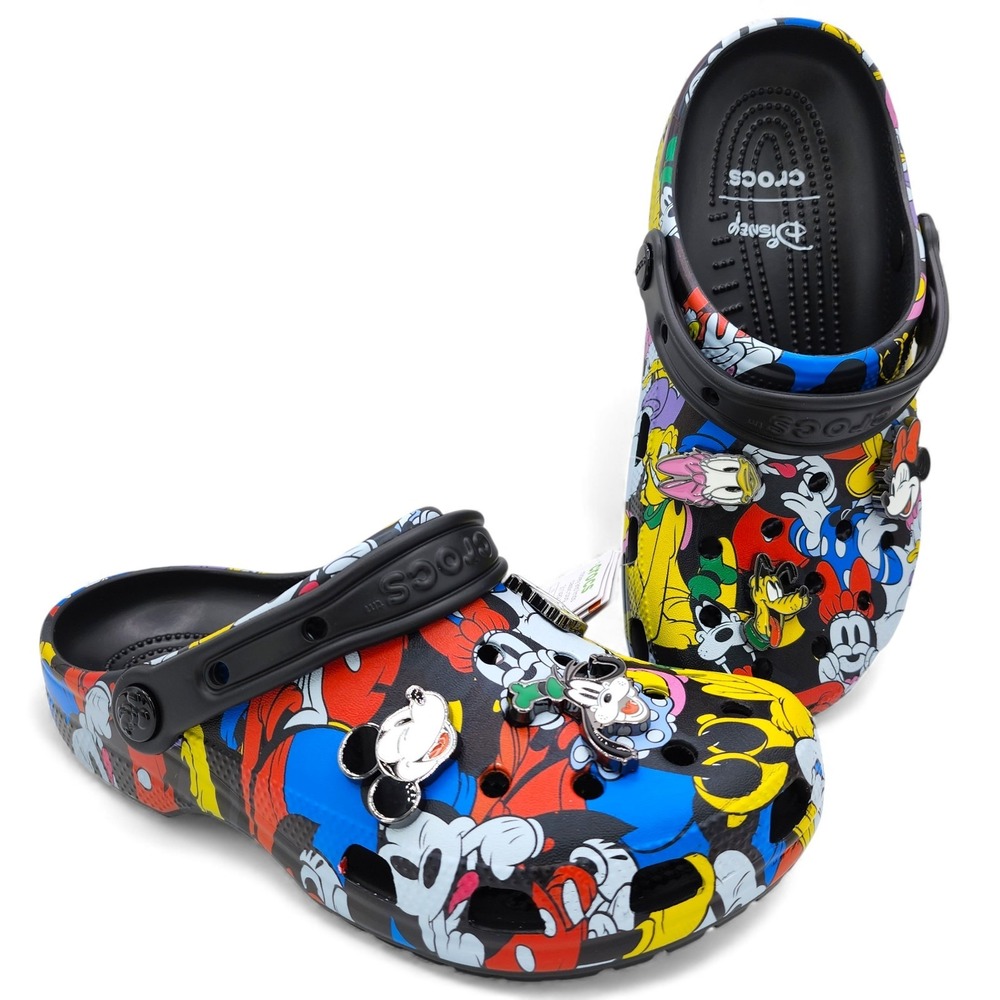 Crocs Disney Mickey Mouse And Friends Classic Clog Womens 8 Mens 6 w/ Charms NEW